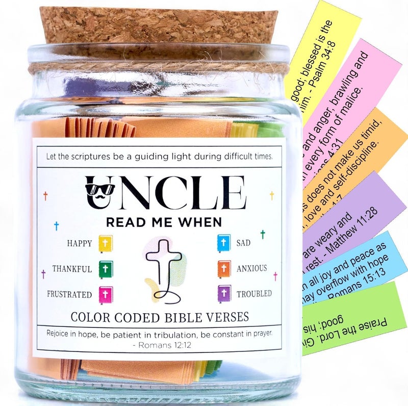 SOLMAYCO Bible Verse Jar for Uncle – 92 Scriptures of Strength, Wisdom & Faith | Christian Easter Gift from Niece or Nephew | Spiritual Encouragement Jar | Thoughtful Birthday or Easter Gift for Faithful Men - Image 1